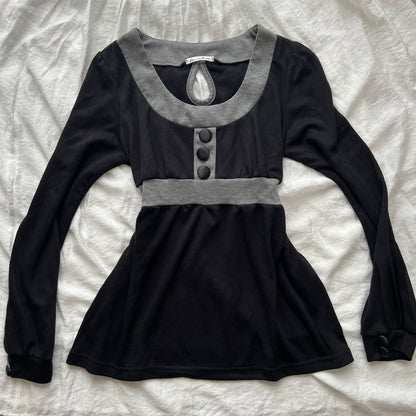 Black & Grey babydoll top