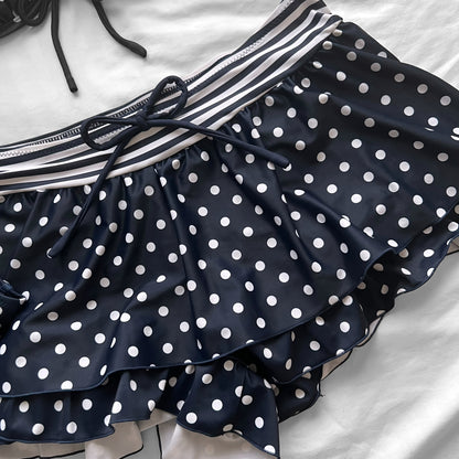 L size•Navy dots & stripes bikini Set