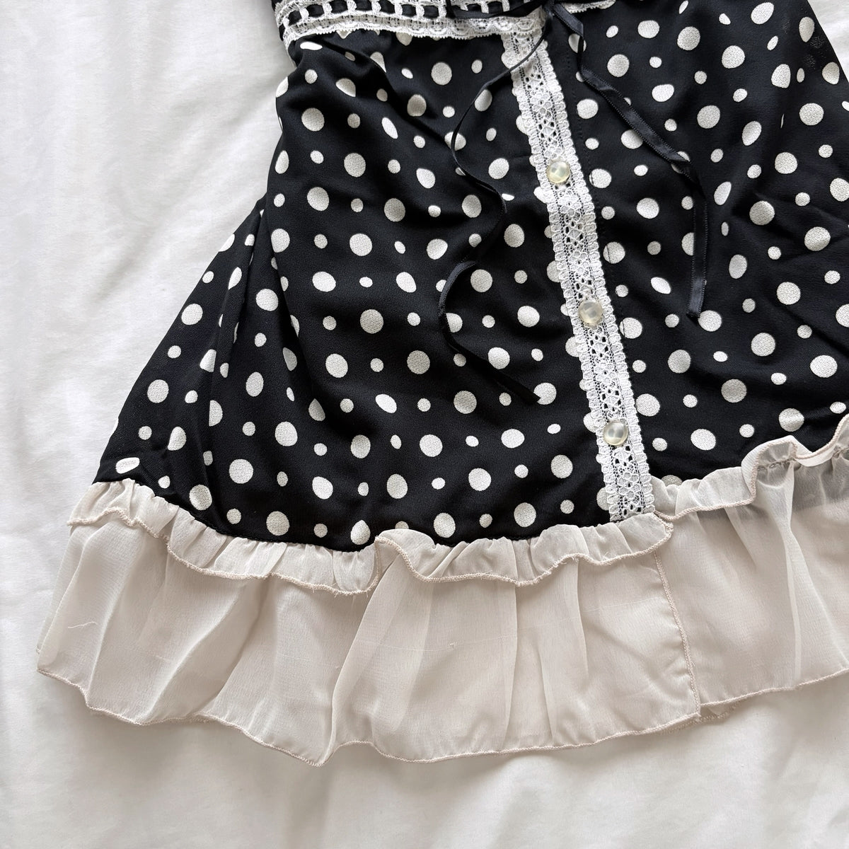 Black Polka Dot & ruffles Camisole