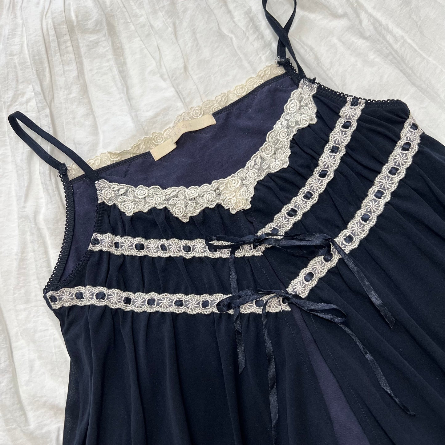 Navy ribbon cami