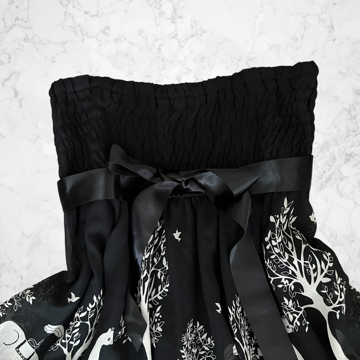 Black Animal Print Strapless Dress