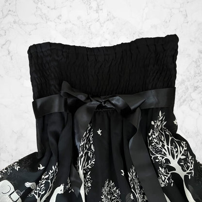 Black Animal Print Strapless Dress