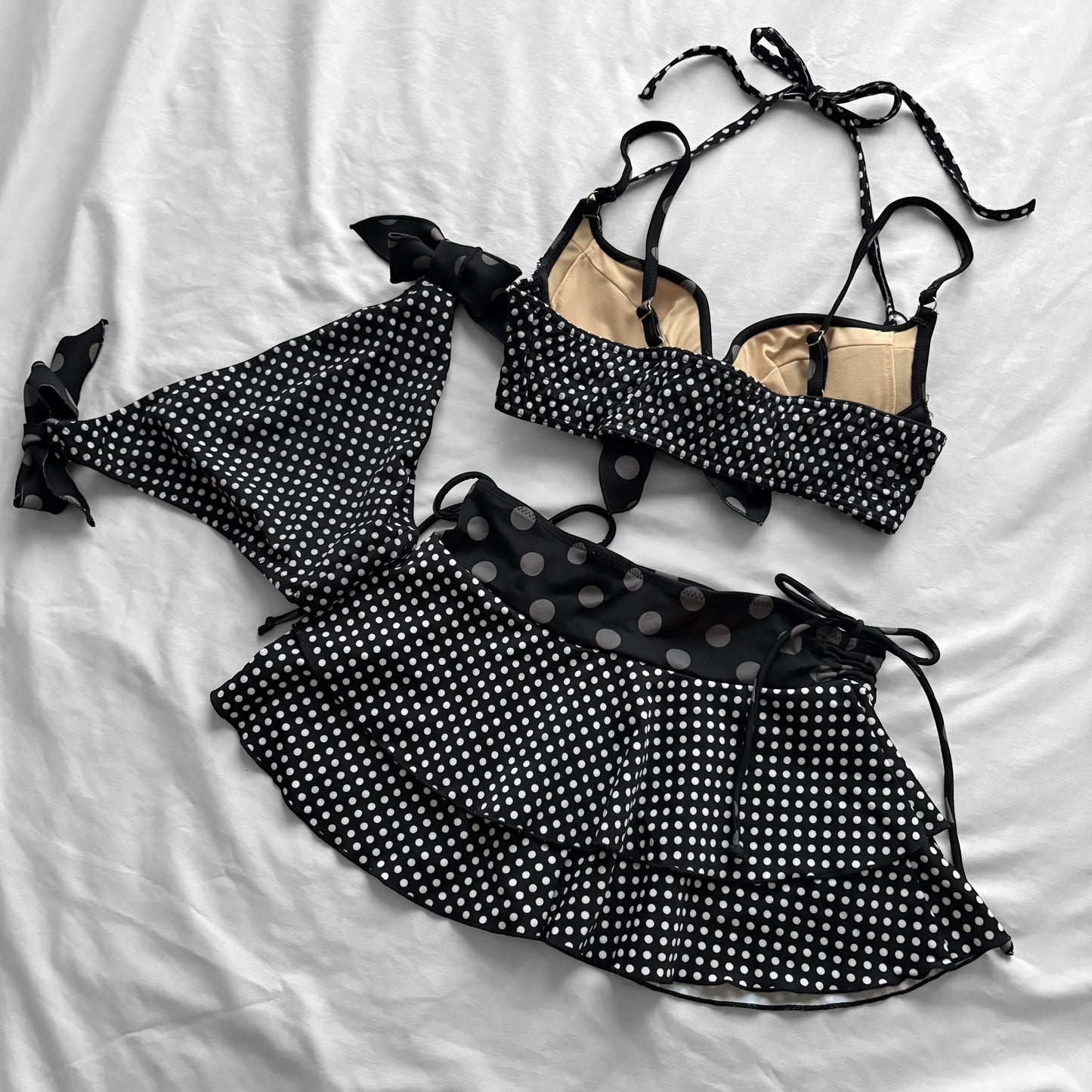 M size•Black layered dots bikini Set