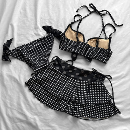 M size•Black layered dots bikini Set