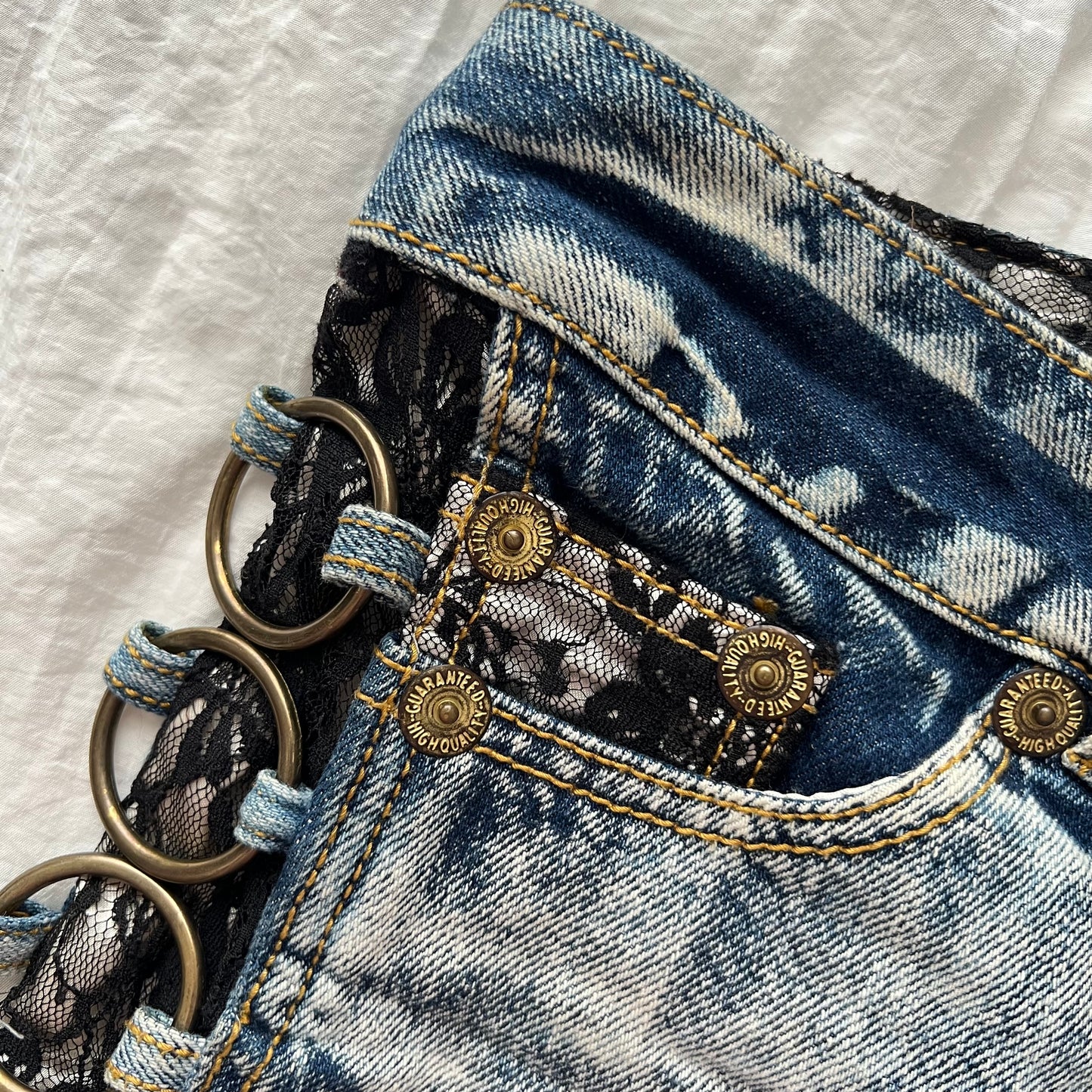 Denim gold shorts