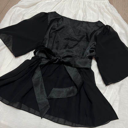 Black babydoll ribbon top