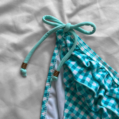 S size•Turquoise plaid & lace bikini Set