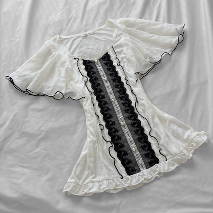 Rare ‘Axes Femme’ White Frilly Sleeves Top