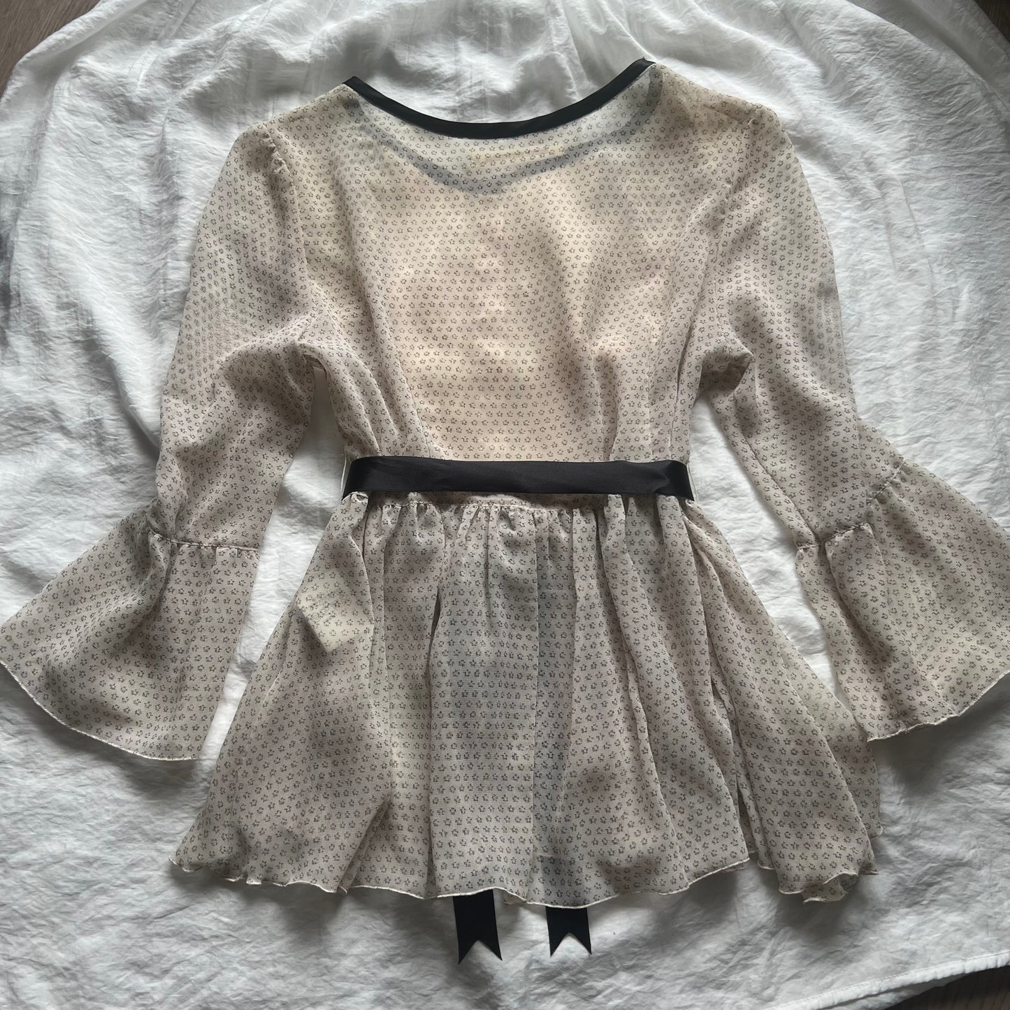 Black ribbon babydoll top