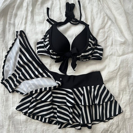 Women's Striped Bikini-Tankini set