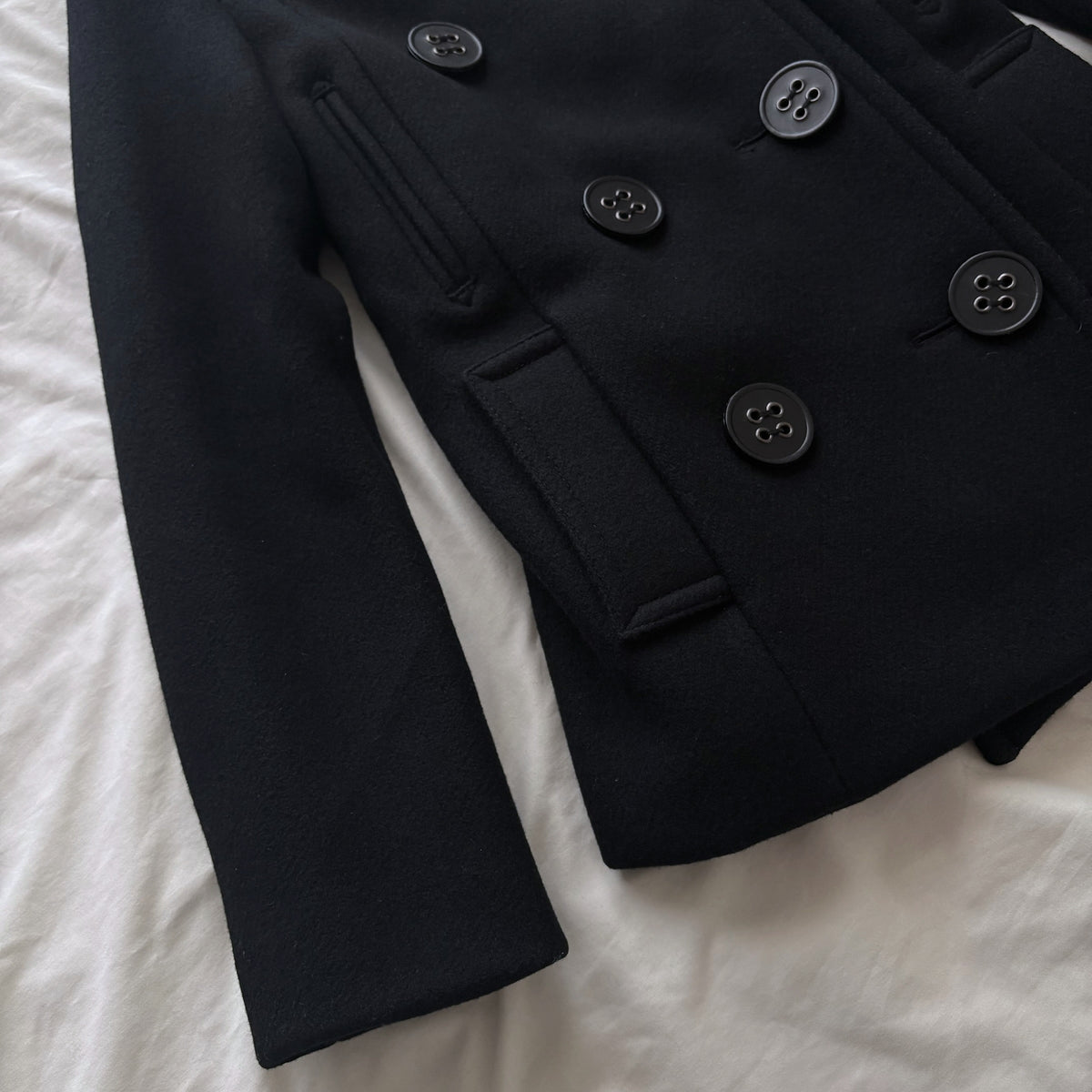 Big Buttoned Black Peacoat