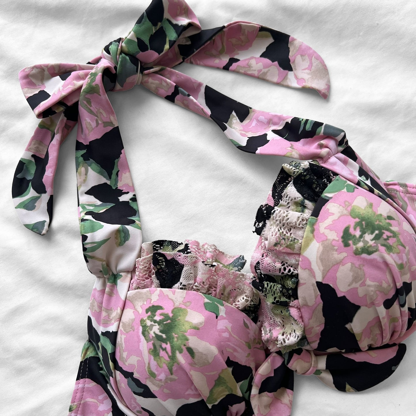 S size•Pink Floral & lace bikini Set