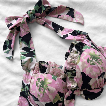 S size•Pink Floral & lace bikini Set