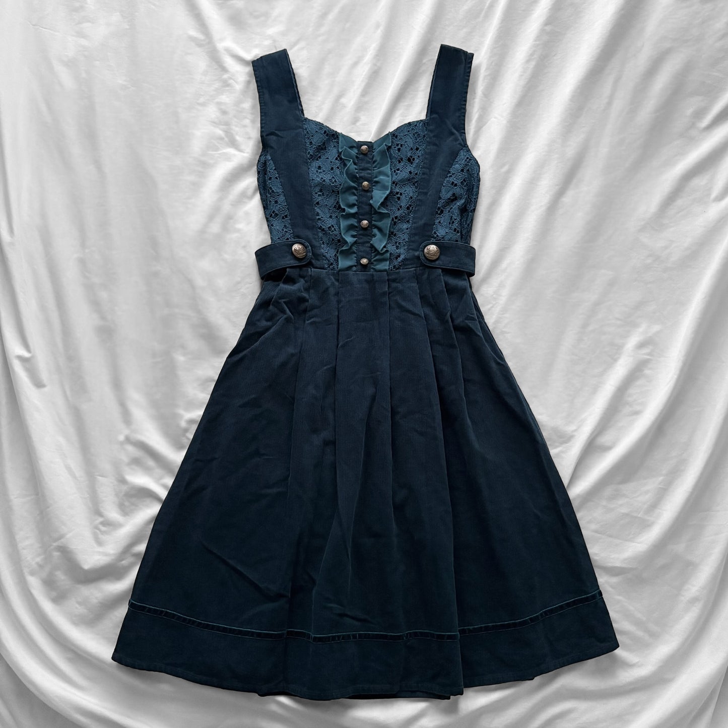 ‘Axes Femme’ Dark Turquoise Corduroy Dress