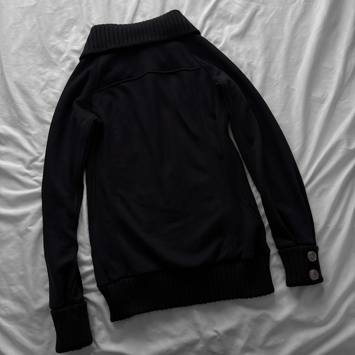 Black Military-Inspired Jacket with a Removable Hood