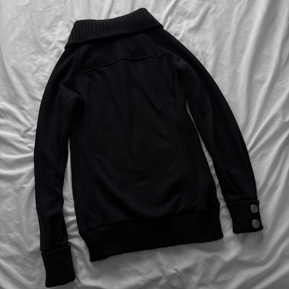 Black Military-Inspired Jacket with a Removable Hood