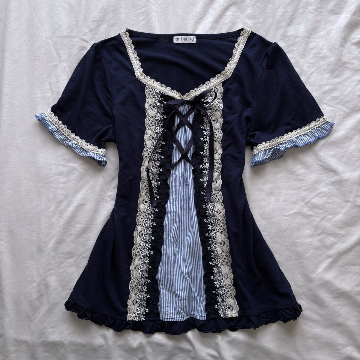 ‘Axes Femme’ Corset Navy Blue Top