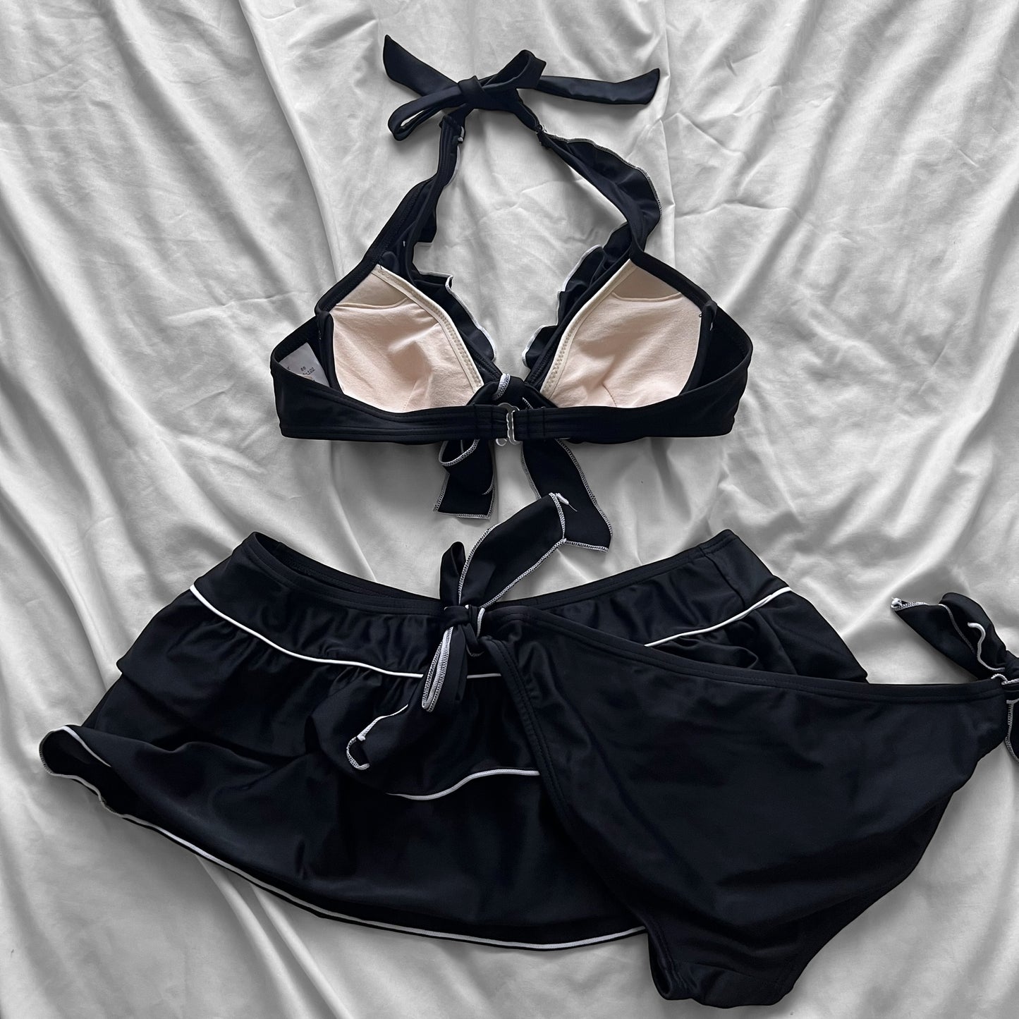 L size•Black frills bikini Set