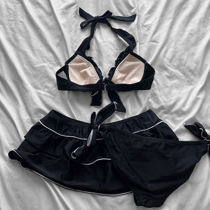 L size•Black frills bikini Set
