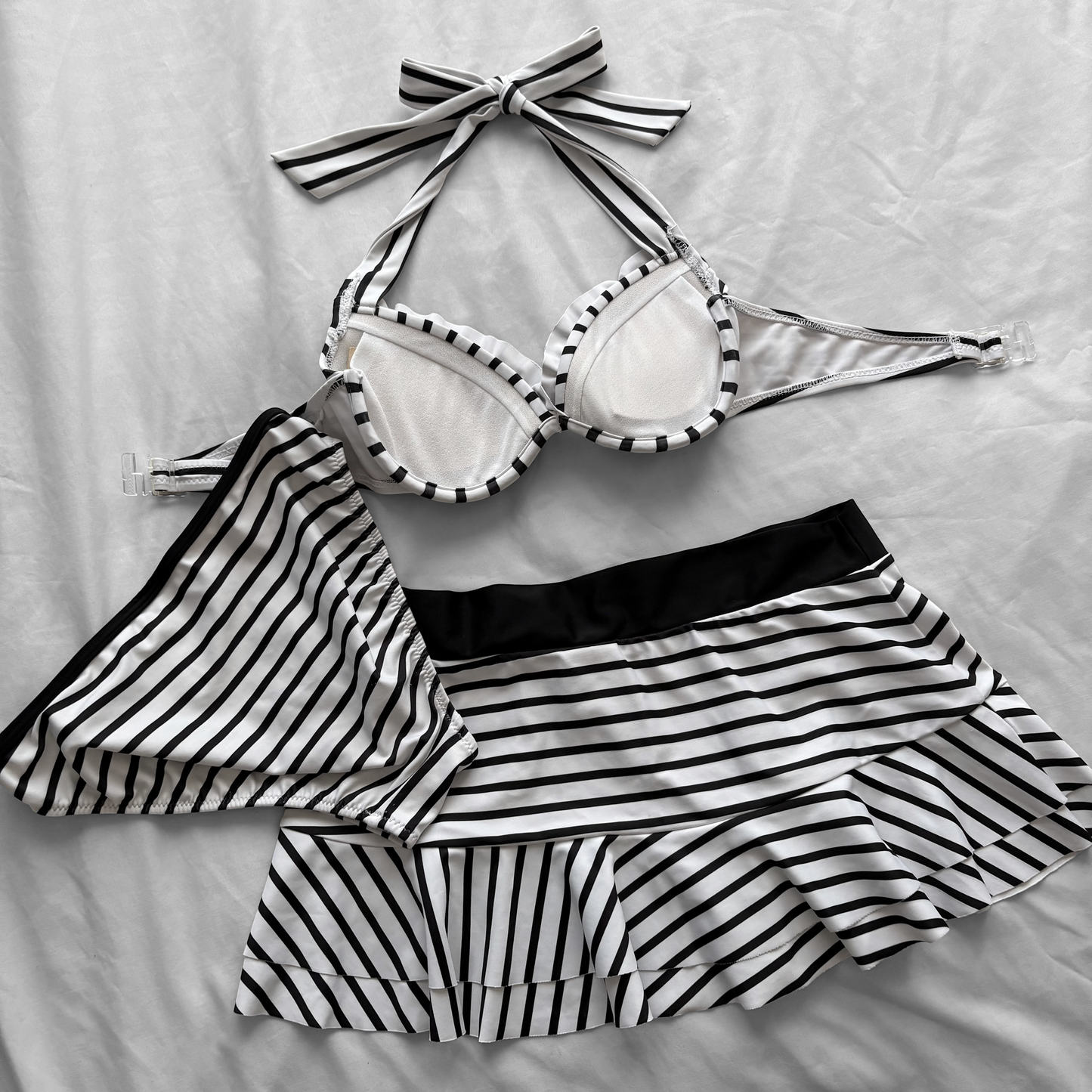 M size•Black & White stripes bikini Set