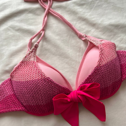 Layered sparkle pink bikini set