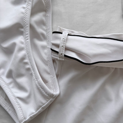 M size•White frills Rhinestones bikini Set