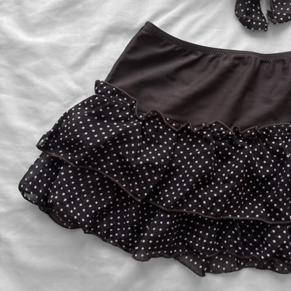 S size•Brown frilly layered bikini Set