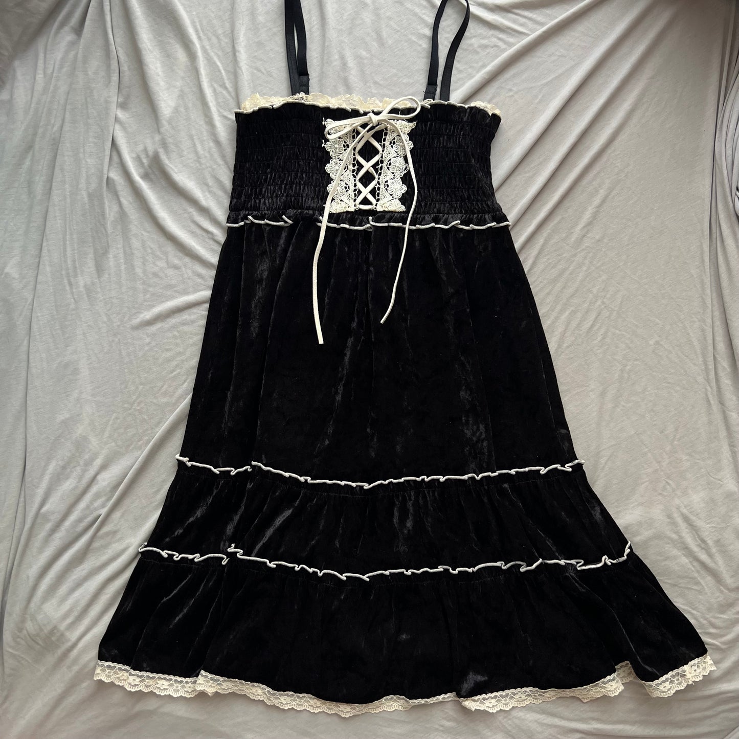 Dark coquette lace up dress