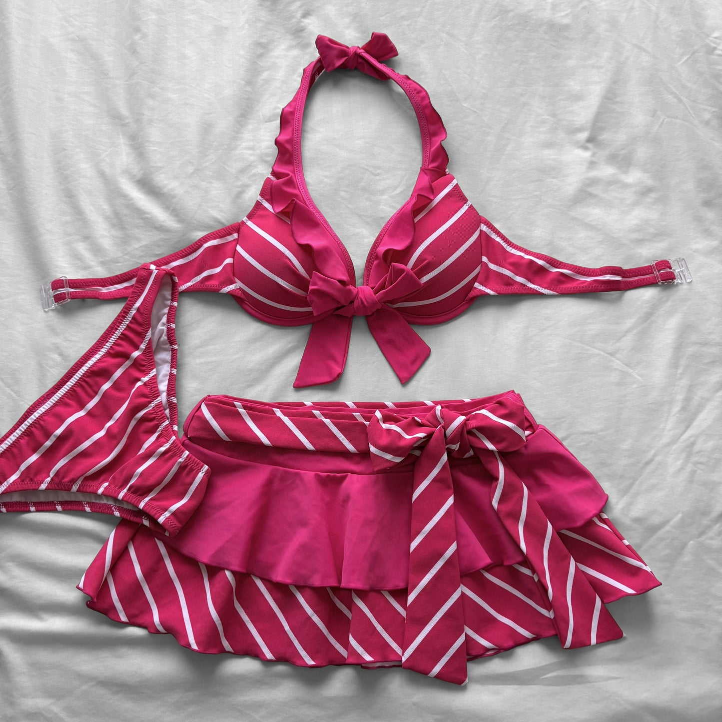 M size•Hot Pink Striped bikini Set