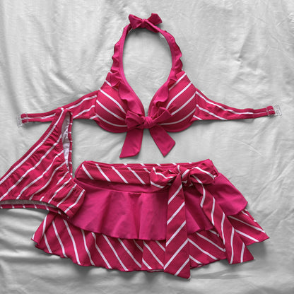 M size•Hot Pink Striped bikini Set