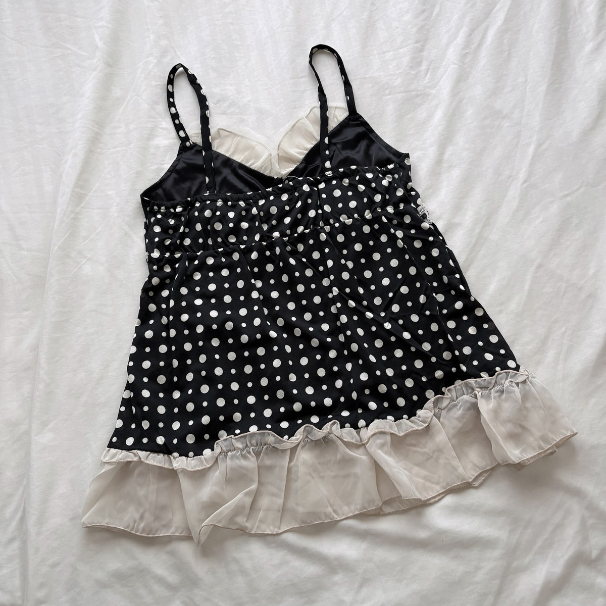 Black Polka Dot & ruffles Camisole