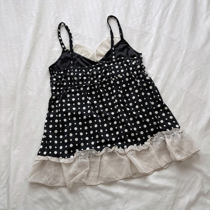 Black Polka Dot & ruffles Camisole