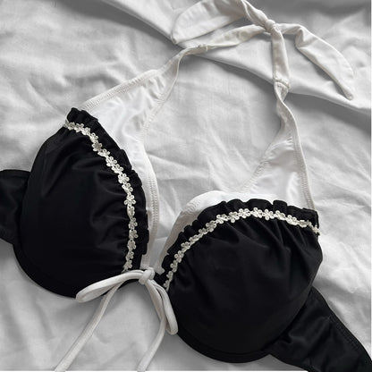 M size•Black & White coquette bikini Set