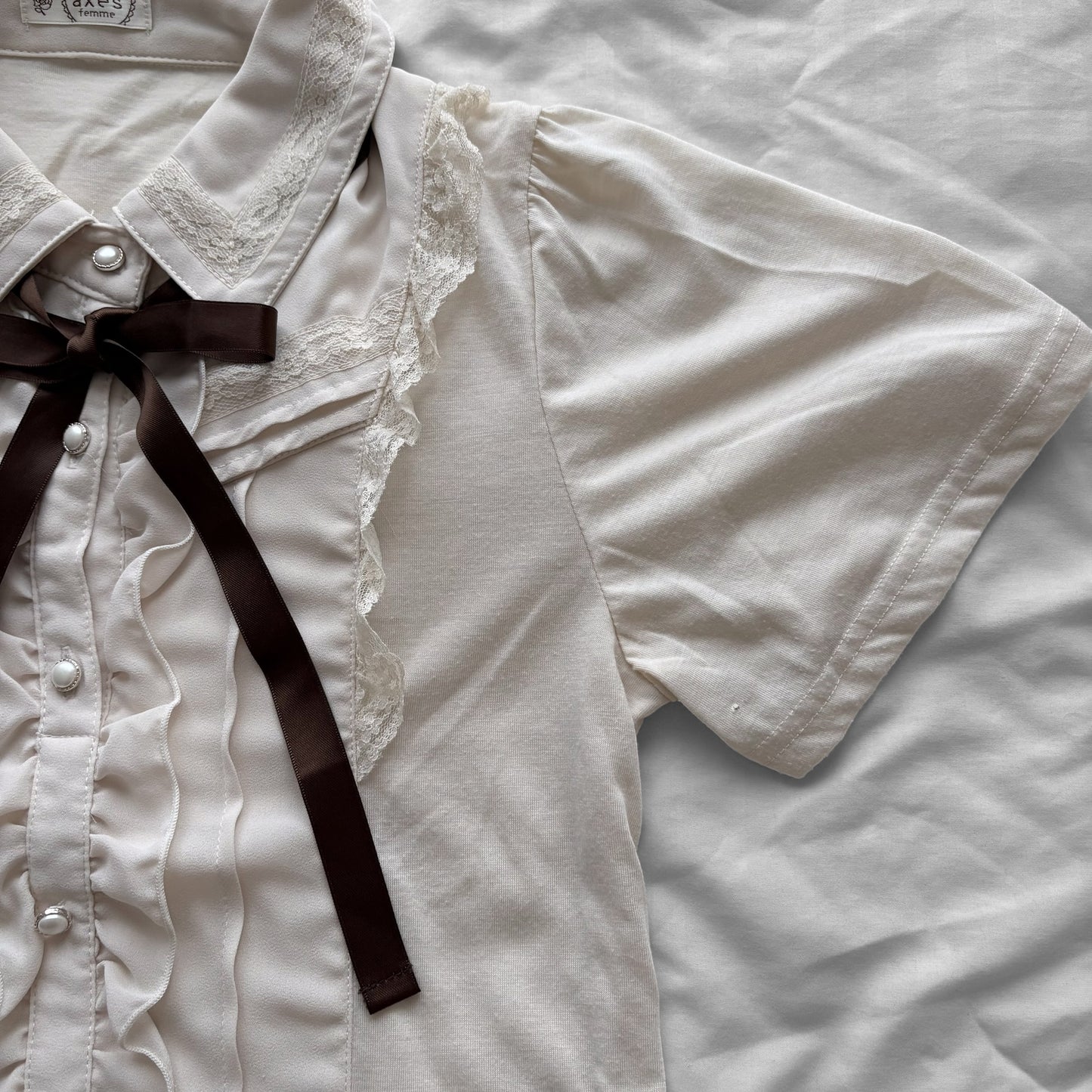 ‘Axes Femme’ Creamy Lace & Frills Top