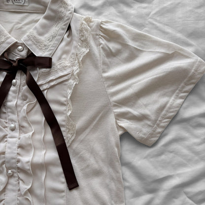 ‘Axes Femme’ Creamy Lace & Frills Top