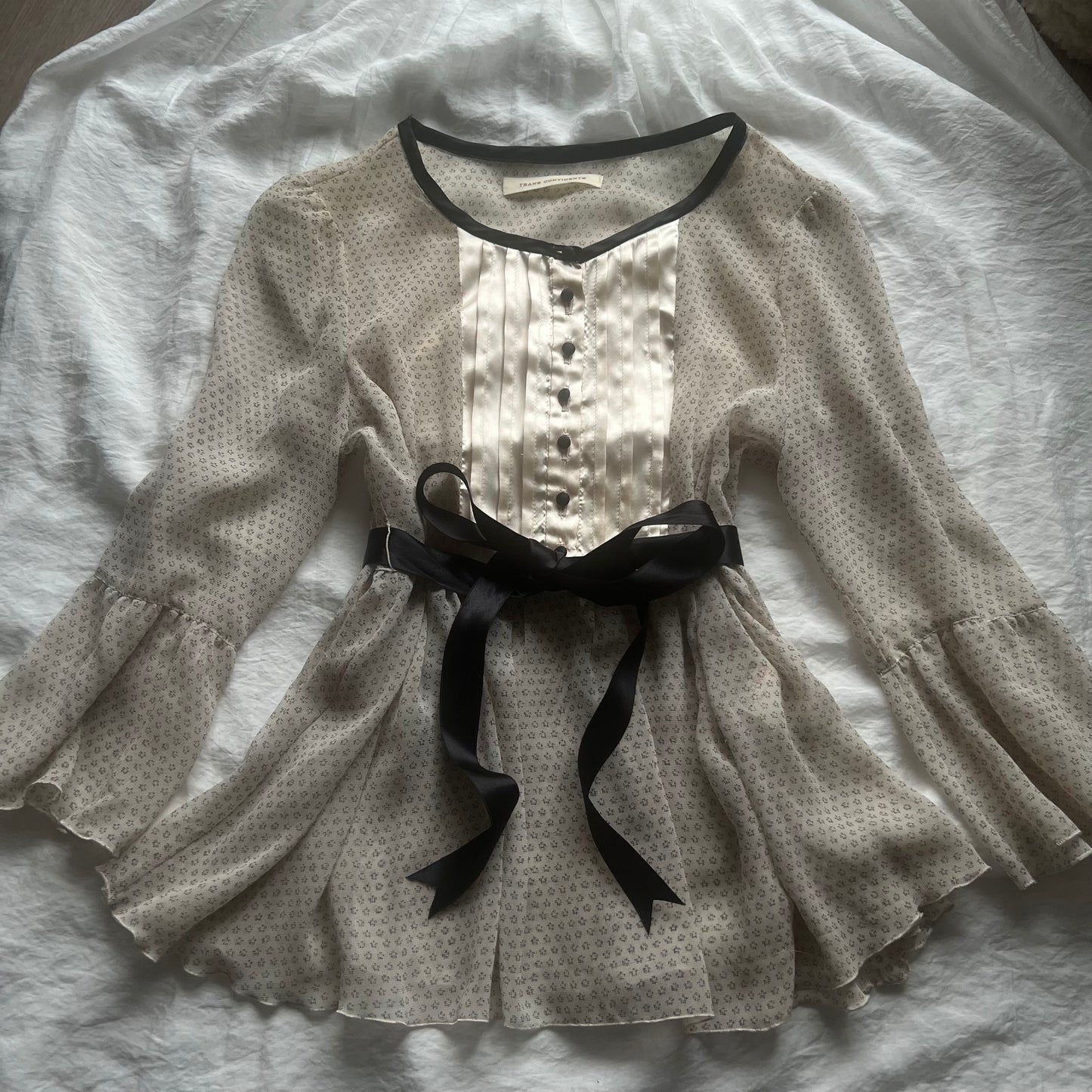 Black ribbon babydoll top