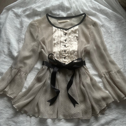 Black ribbon babydoll top