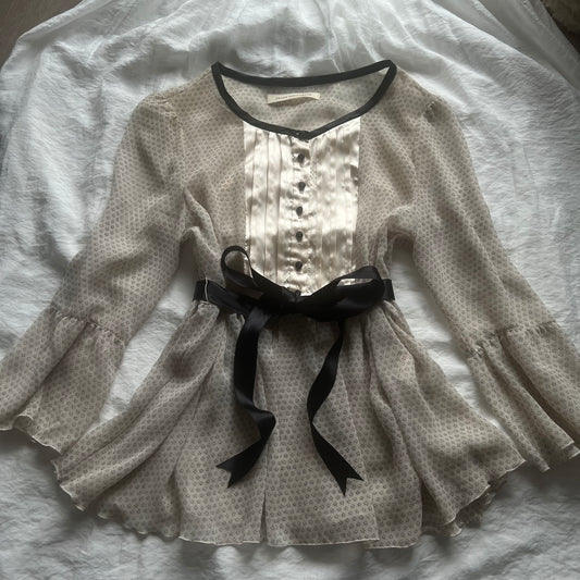 Black ribbon babydoll top