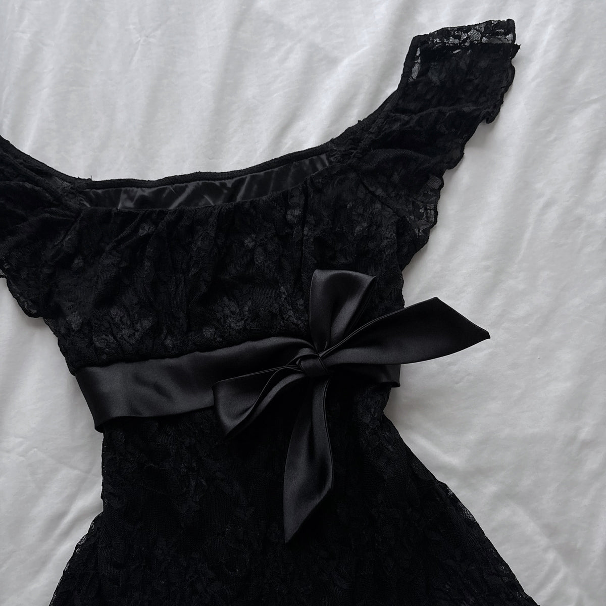 Cute Black Lace & Ribbon Top