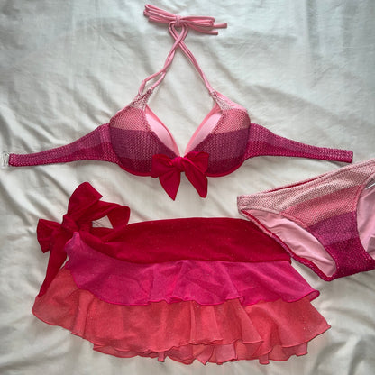 Layered sparkle pink bikini set