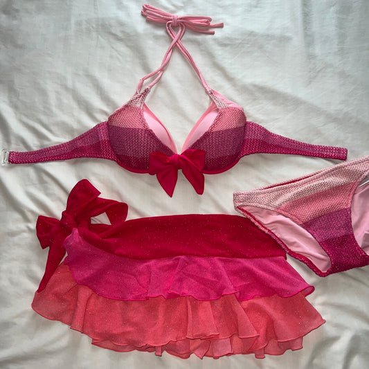 Layered sparkle pink bikini set