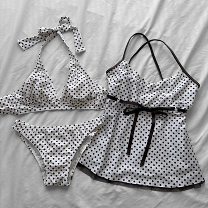 M size•White& Brown polka dot bikini Set