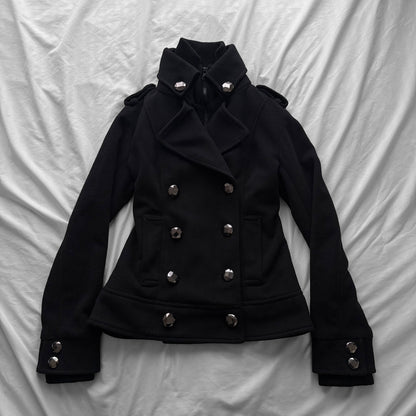 Black Peacoat layered Jacket