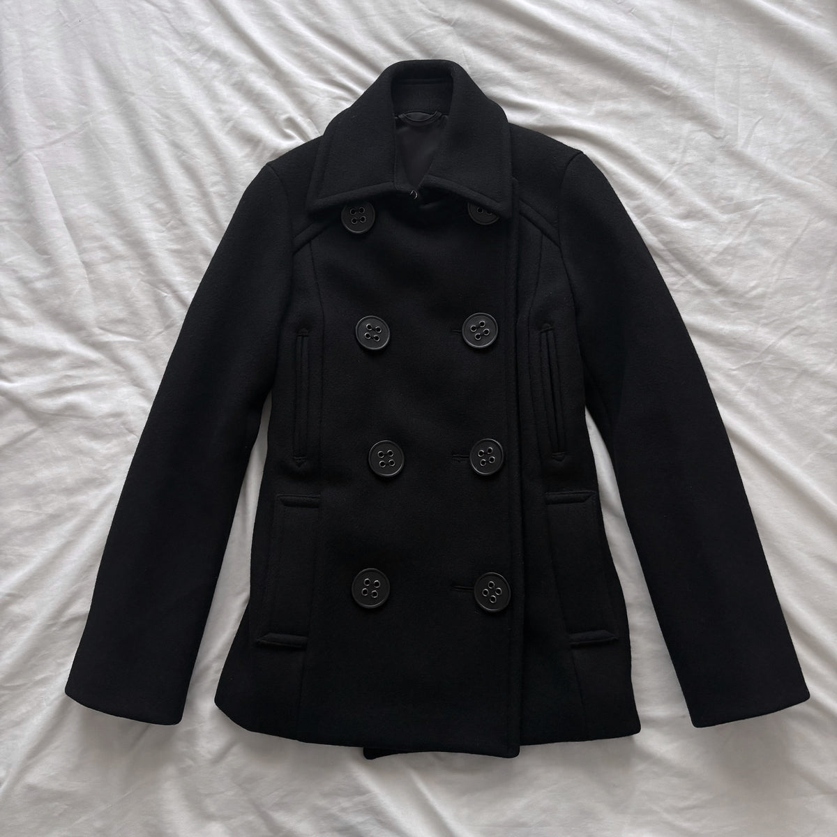 Big Buttoned Black Peacoat