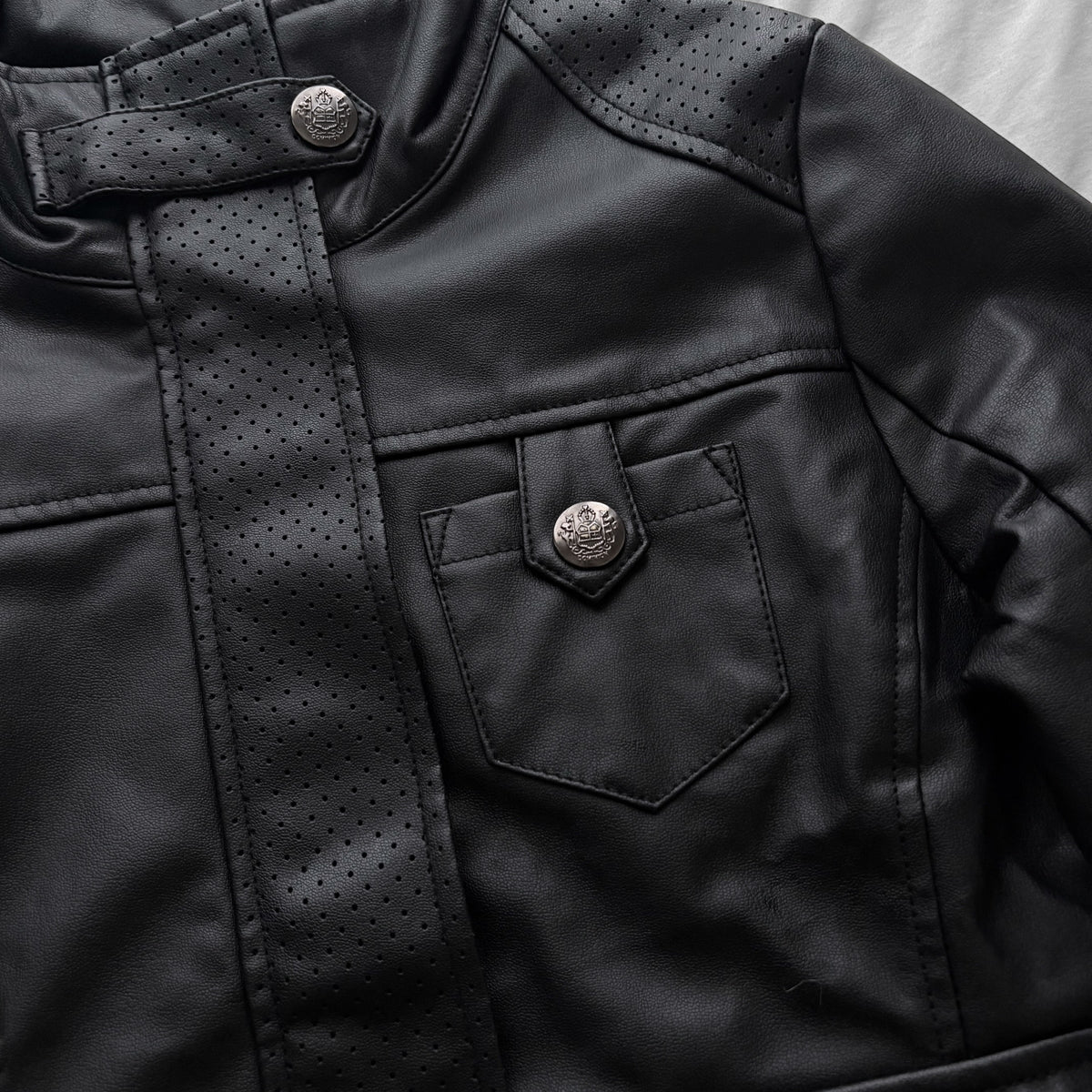 Black Archive Leather Military Jacket