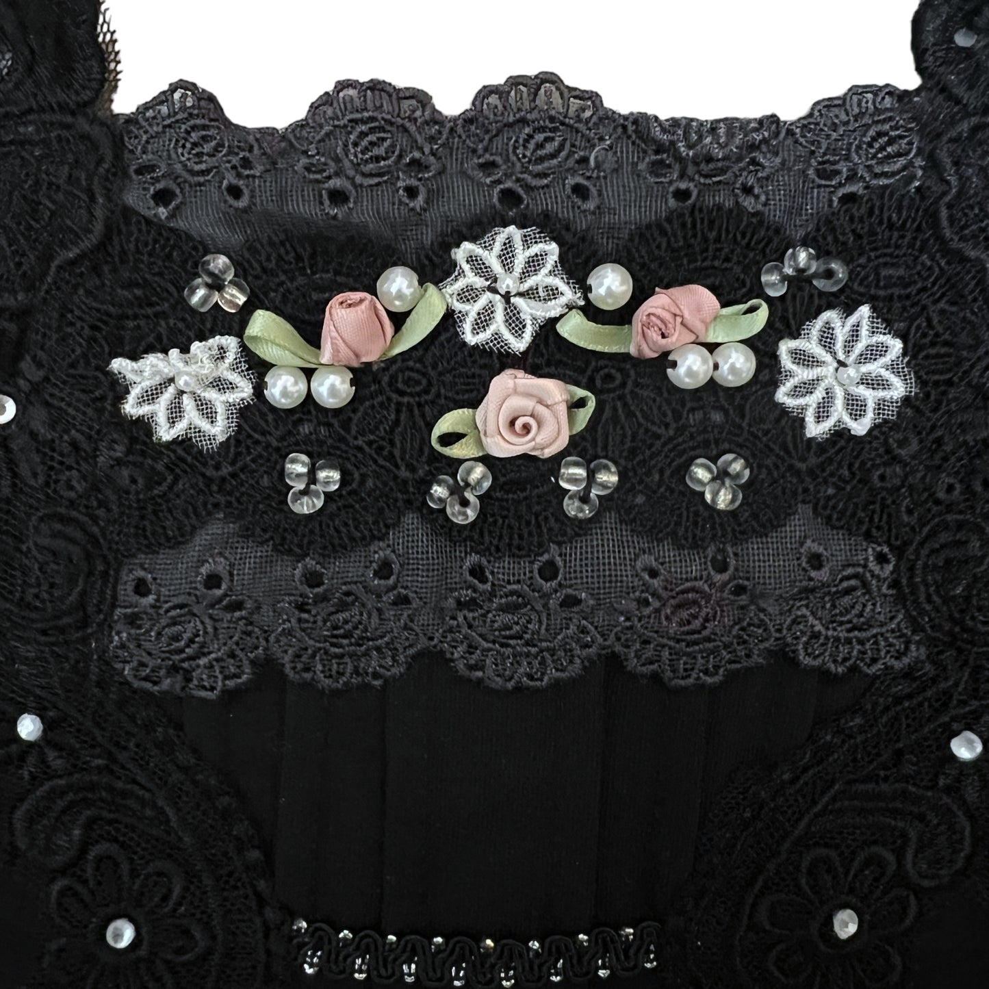 ‘Axes Femme’ Flowers and Rhinestones black Cami