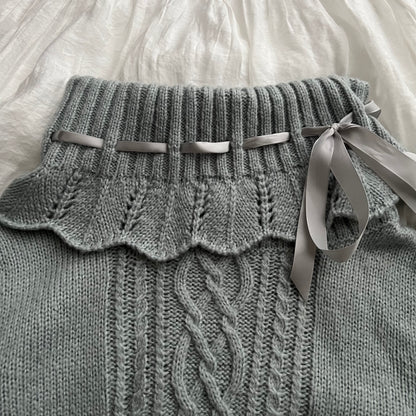 Gray ribbon Sweater