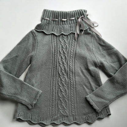 Gray ribbon Sweater
