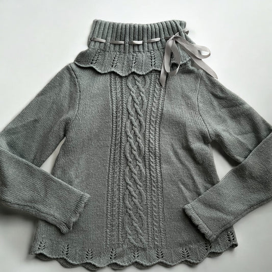 Gray ribbon Sweater