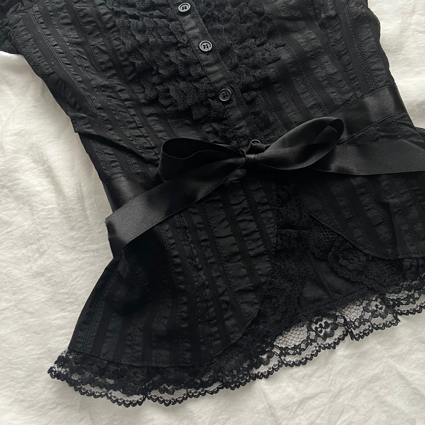 Black lace and ribbon top